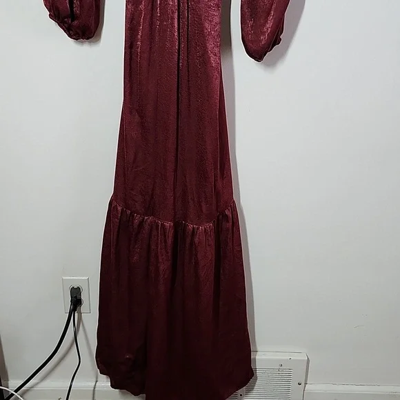 Altered State Elegant Burgundy Maxi Dress Cut Outs Sexy Date Night Wedding Guest